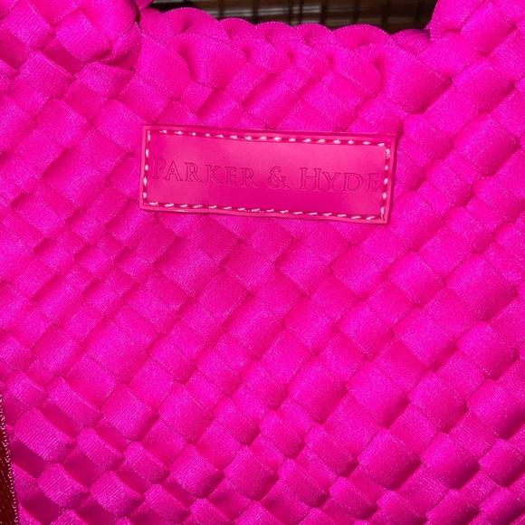 Parker & Hyde Rasberry Mini Woven Crossbody Bag with Matching Pouch. Retail $125 - Picture 9 of 11